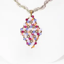 Pendant 40cm - Terence Rhombus M-Khaki Braid - Pendant 40cm - Laiton bronze